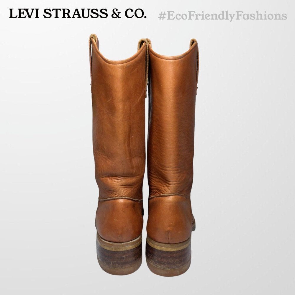Vintage Levi Strauss & Co WC Mens Brown Leather Western Cowboy Boots Size 8.5 - Picture 2 of 7